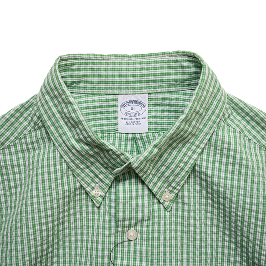 【USED】Brooks Brothers グリーンギンガムチェック半袖シャツ
